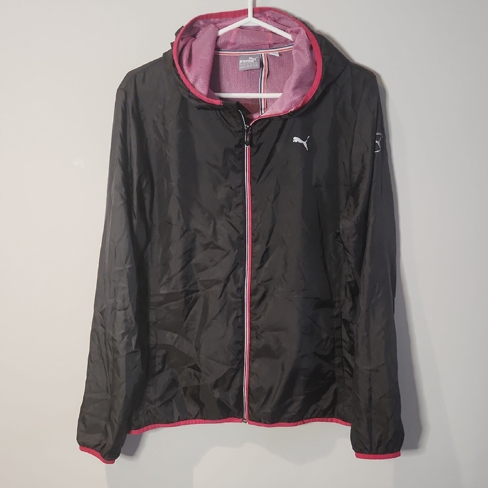Puma Women's Black Bomber Jacket with Pink Accents